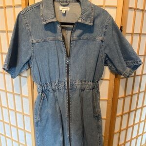Topshop Denim Zip-up Mini Dress